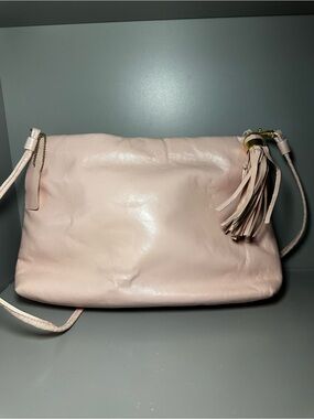 Bechamel Vintage Pink Leather Crossbody/Shoulder Bag with Tassel